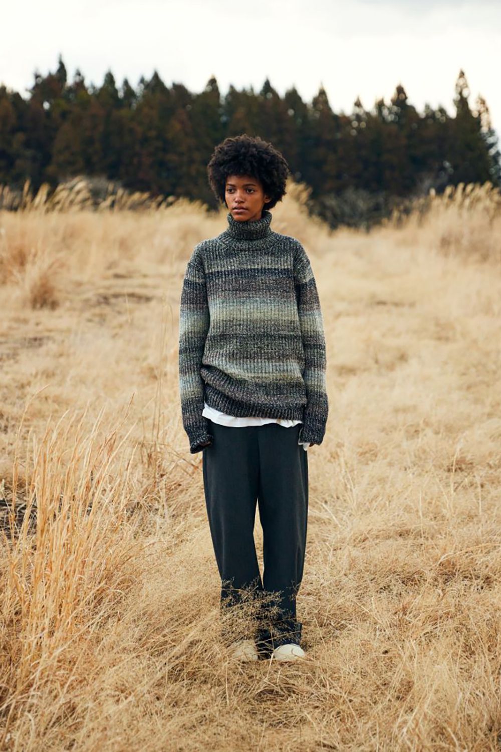 【ラスト1点】odd stripes turtle neck sweater(BLACK MIX)