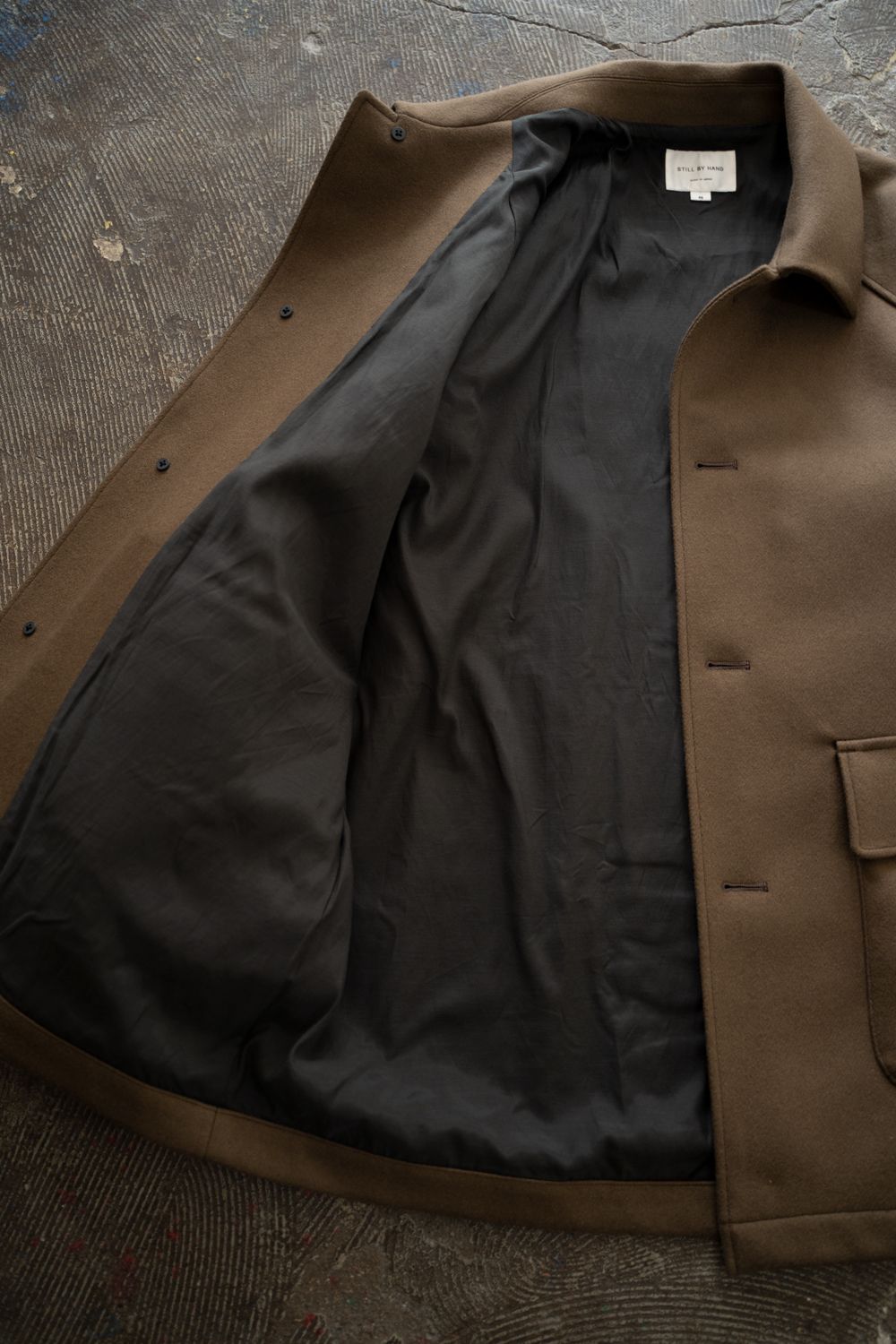 【25AW】Super110'Sメルトンステンカラーハーフコート(BROWN)