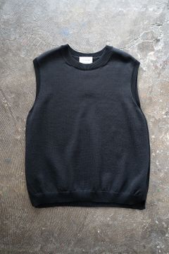 【ラスト1点】【23SS】擬麻コットンニットベスト(BLACK)