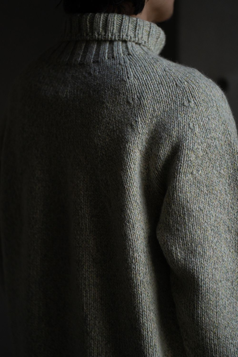 【ラスト1点】yak/lambs multi ply HAND KNITTING yoke top turtle neck sweater(MINT)