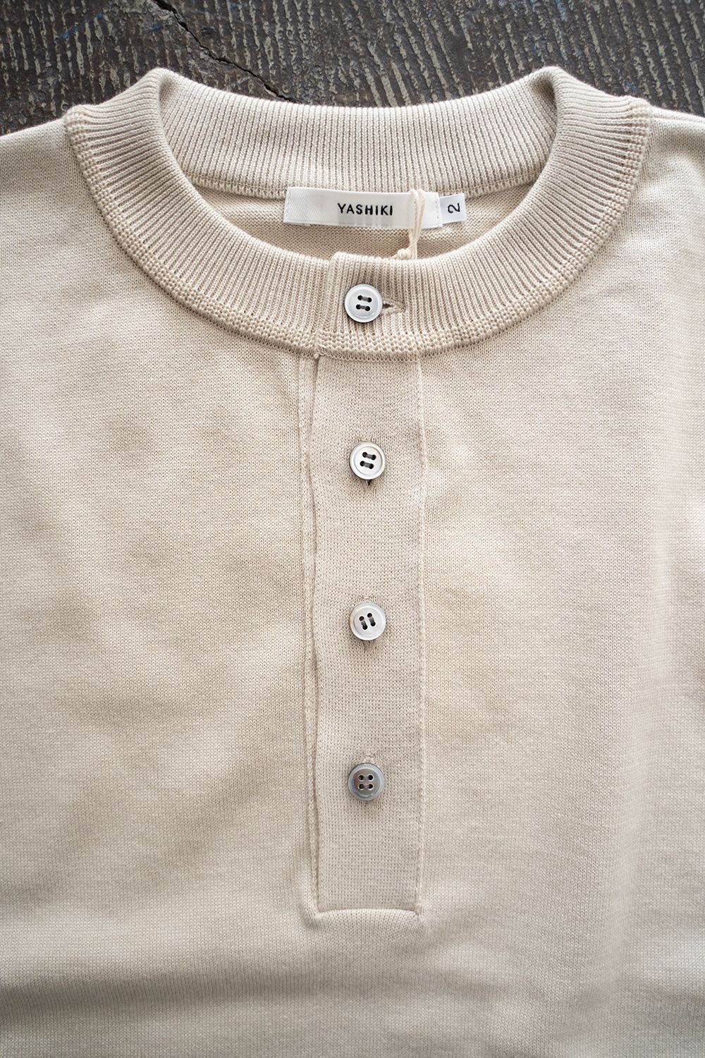 トップス YASHIKI Ogawa Henley Knit PEARL GRAY YASHIKI - 【ラスト1点】【24SS】Ogawa Henley Knit(PEARL GRAY