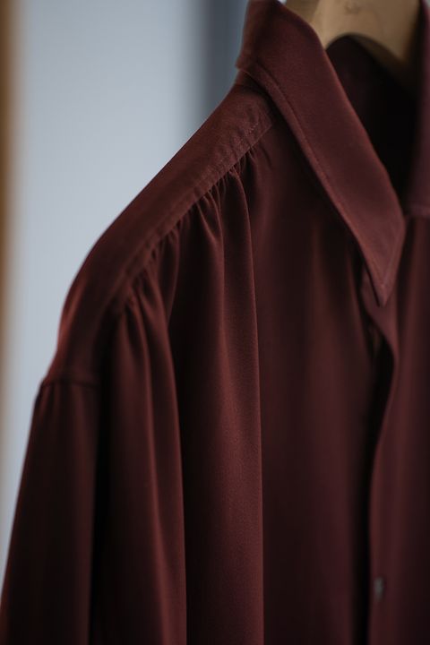 【26AW】Hush Gather L/S Shirt/ハッシュギャザーロングスリーブシャツ(BORDEAUX)