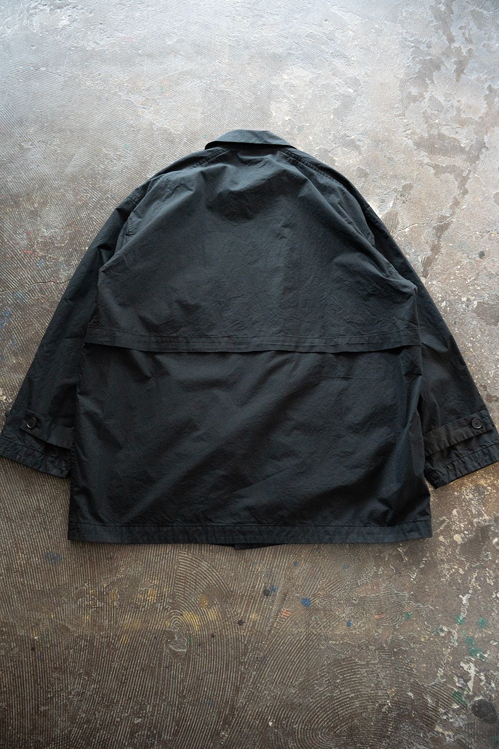 【26SS】ガーメントダイステンカラーハーフコート(BLACK NAVY)