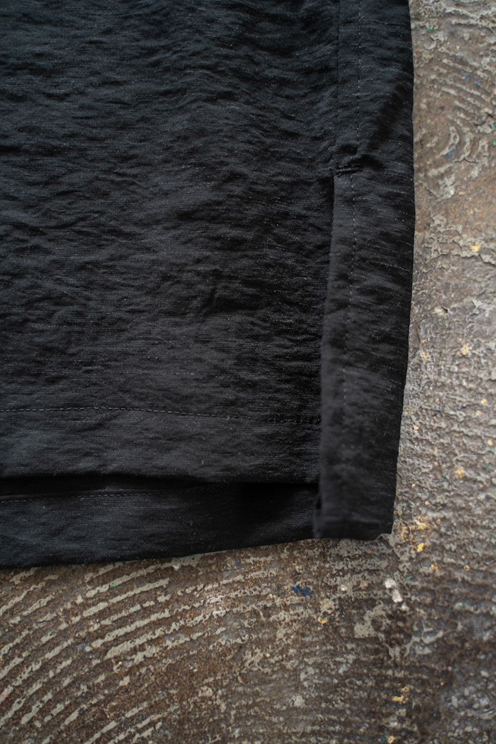 【ラスト1点】【25SS】レーヨン×リネン半袖スキッパーシャツ(INK BLACK)