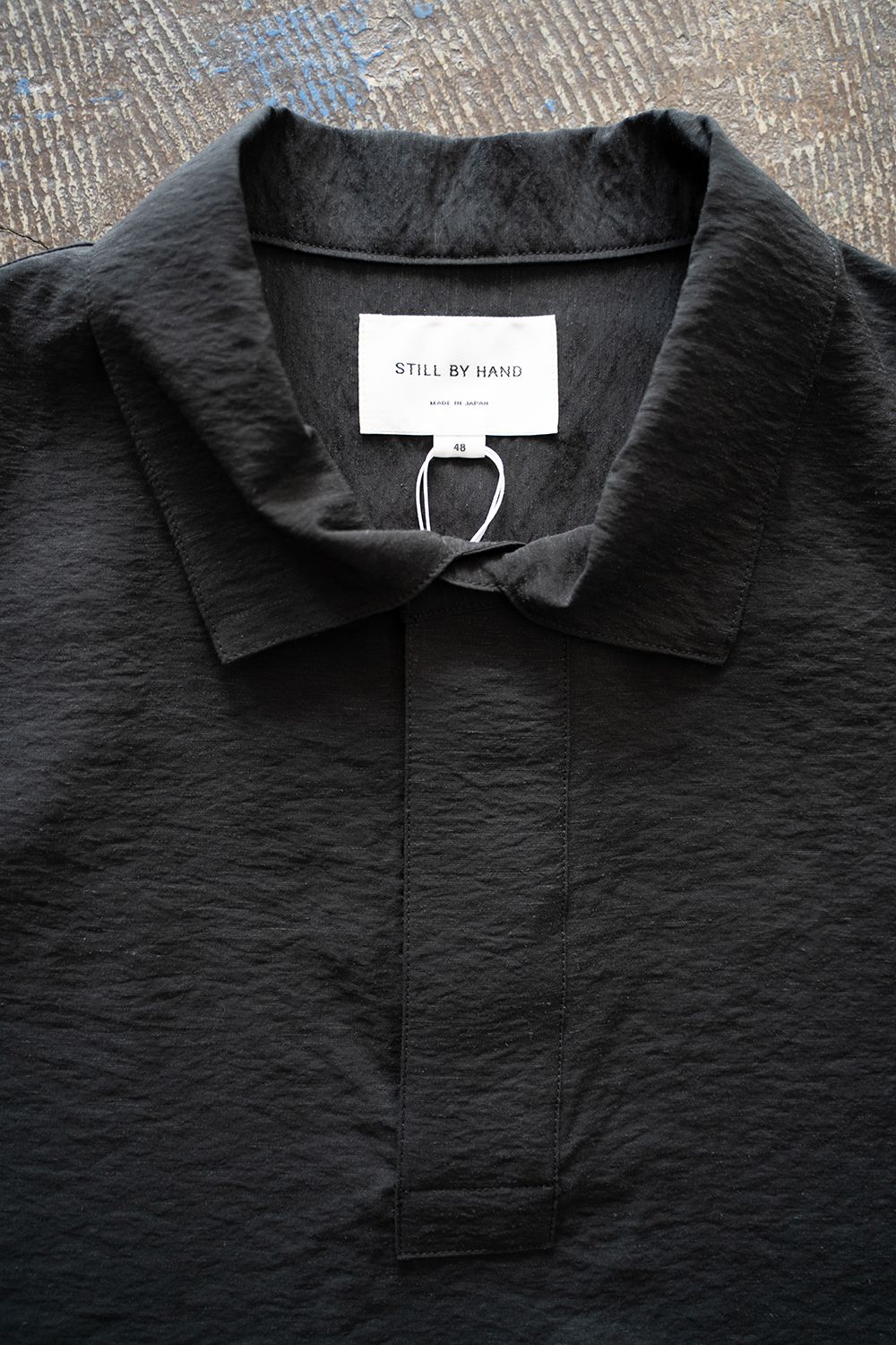 【ラスト1点】【25SS】レーヨン×リネン半袖スキッパーシャツ(INK BLACK)