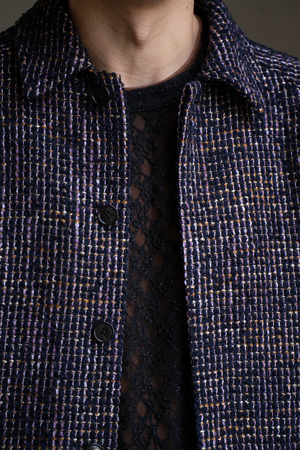 【ラスト1点】【24AW】Loop Tweed Short Jacket/ループツイードショートジャケット(PURPLE)