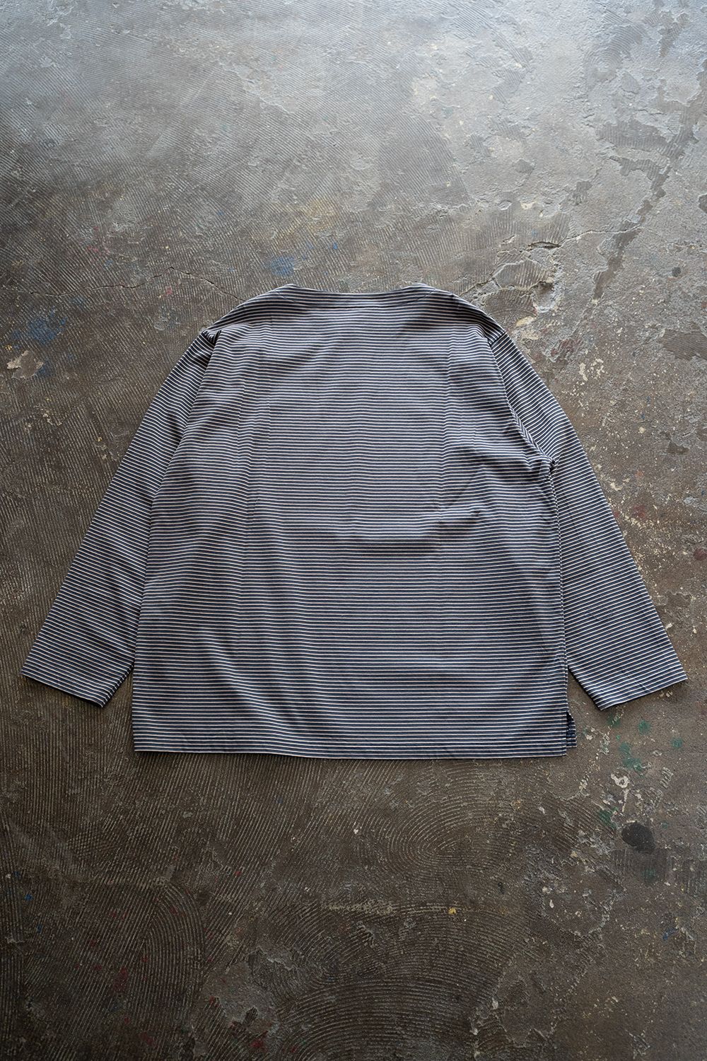 【ラスト1点】【23SS】ヘンリーネックボーダーカットソー(BLUE×BEIGE)