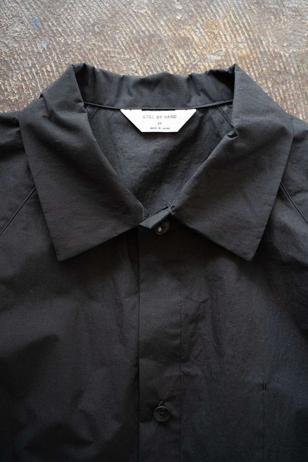 【ラスト1点】【25SS】シリコン加工シャツブルゾン(INK BLACK)