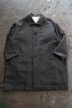 【26AW】ウール×リネンステンカラーコート(MELANGE GREY)
