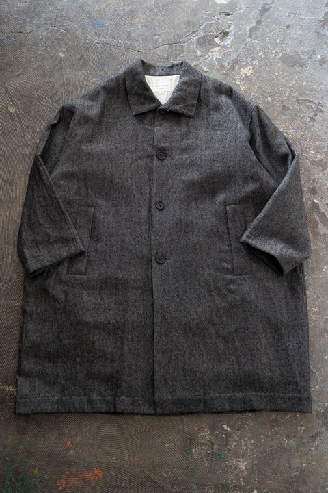 【26AW】ウール×リネンステンカラーコート(MELANGE GREY)