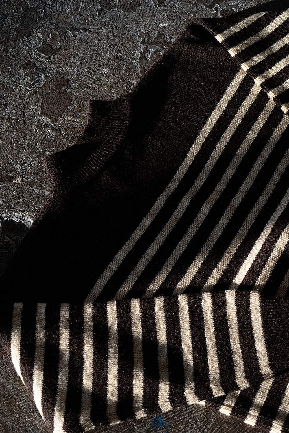 【ラスト1点】Hard twisted Shetlandwool GOB sweater(BROWN×WHITE)