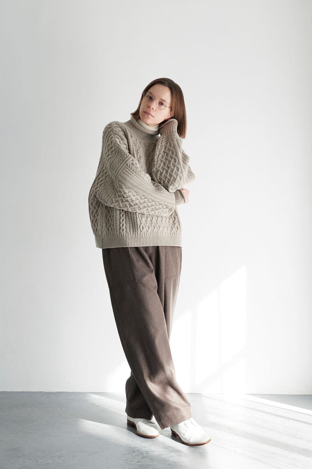 YASHIKI - 【ラスト1点】Banka Curl High Neck Knit(OATMEAL) | Salty