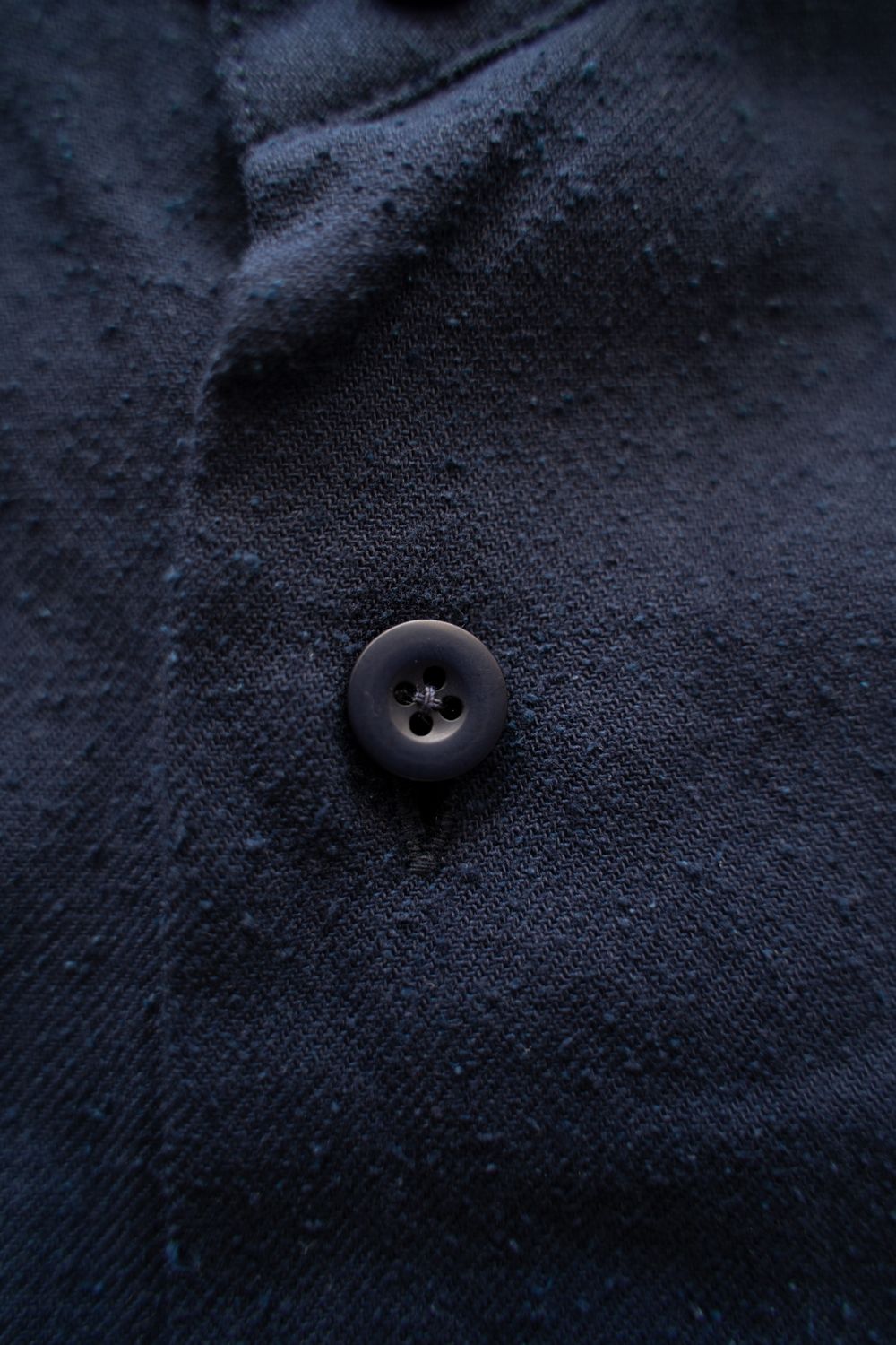 【ラスト1点】【25AW】極小襟コットン×シルクネップシャツ(DEEP BLUE)
