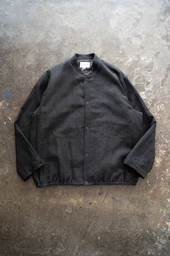 【ラスト1点】【24AW】リネン×ウールスタンドカラーブルゾン(CHARCOAL)