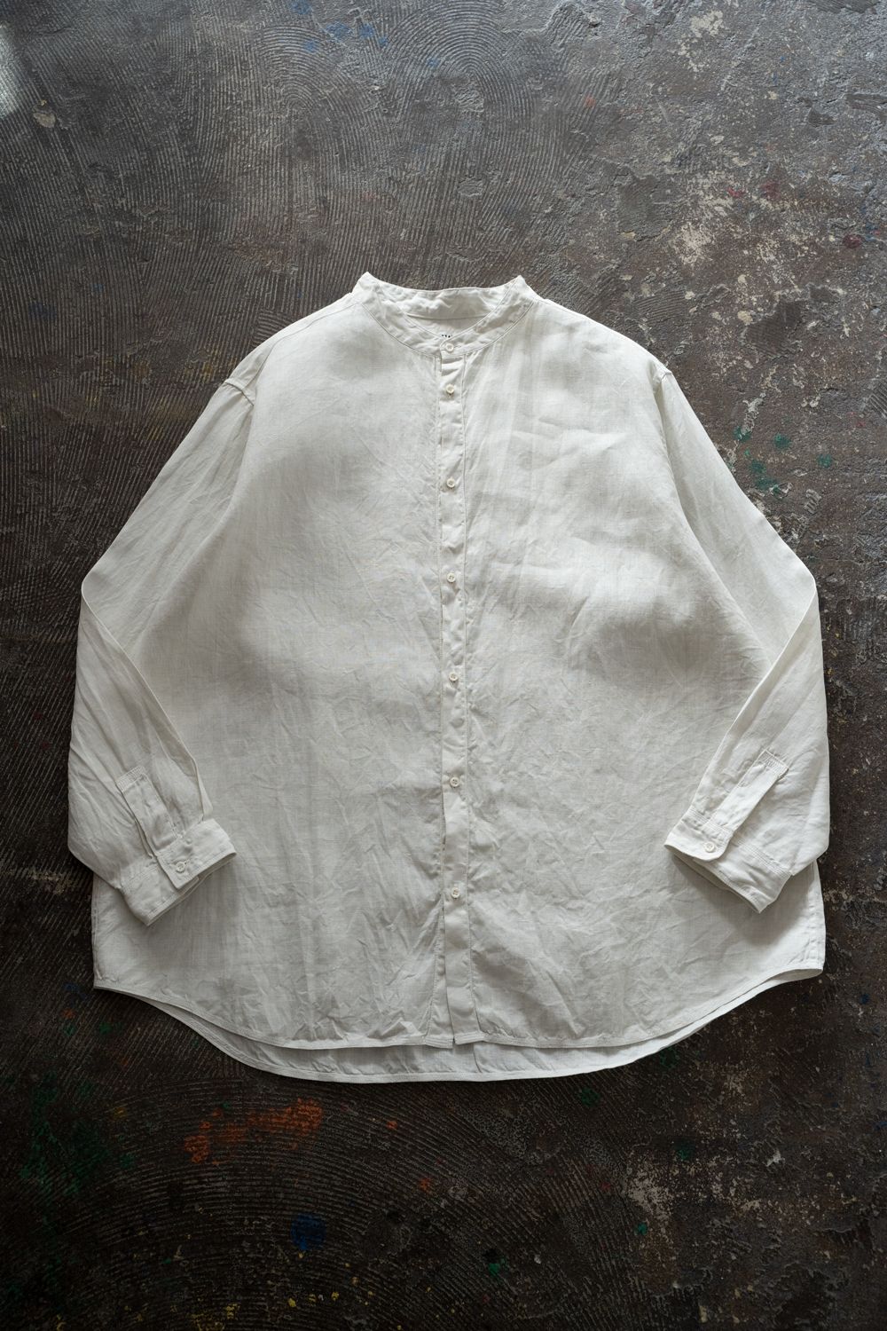 大麻シャツ 3(ベンガラ白)