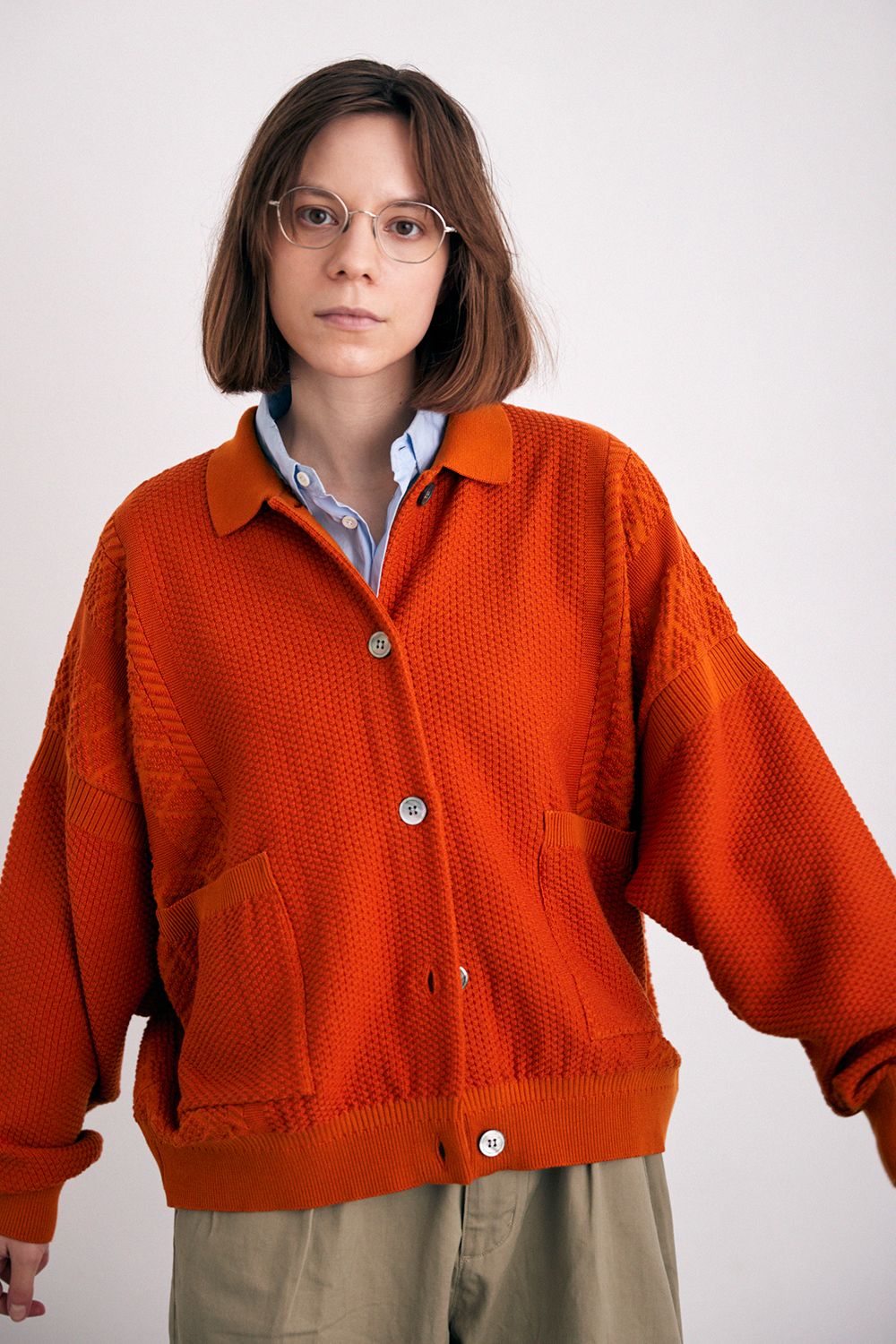 YASHIKI - 【ラスト1点】【24SS】Nanohana Collar Cardigan(ORANGE) | Salty