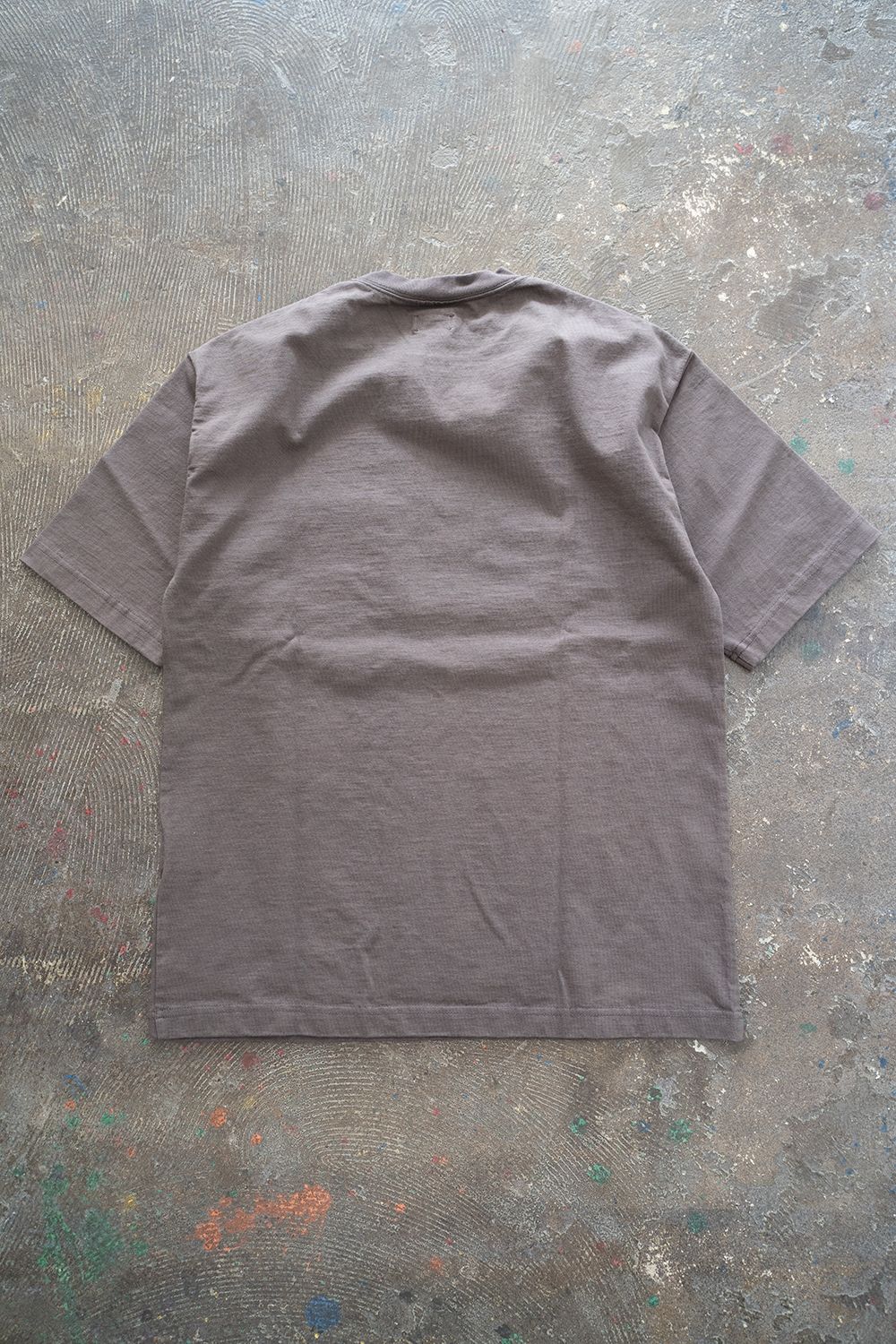 【ラスト1点】スビンコットン10/-度詰吊り天竺ポケット付き半袖T(GRAY)