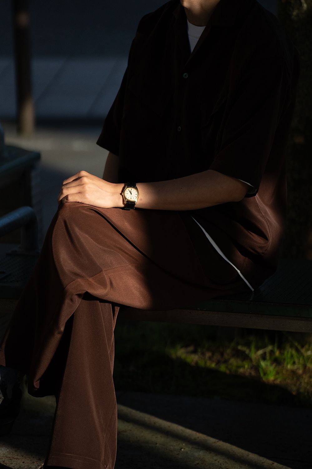 【ラスト1点】【25SS】Peached PE Gathered Pants/ピーチ加工ポリエステルギャザードパンツ(BROWN)