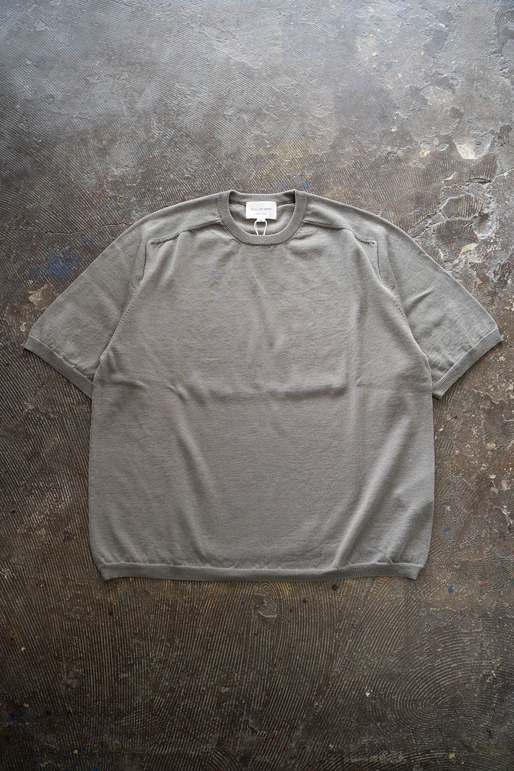 【ラスト1点】【25SS】綿×ポリエステル×リネン12GサドルスリーブニットTee(GREIGE)