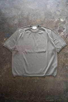 【ラスト1点】【25SS】綿×ポリエステル×リネン12GサドルスリーブニットTee(GREIGE)