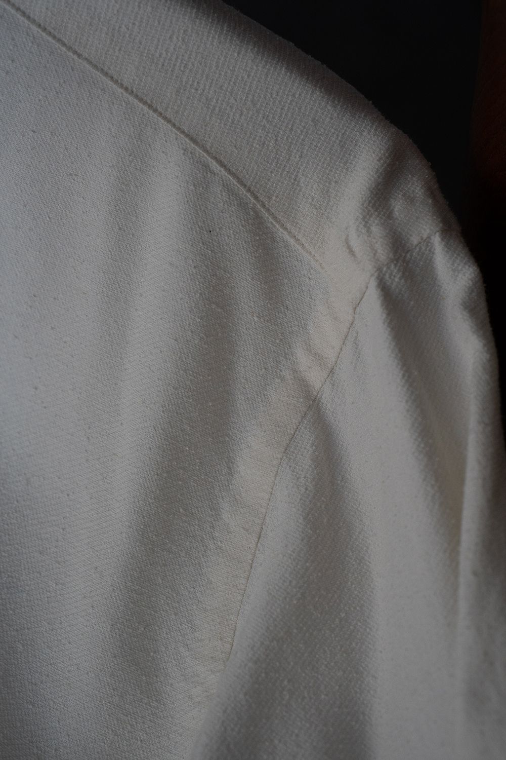 【25AW】Silk Nep Kersey Band Collar Bosom Shirt(PEARL WHITE)