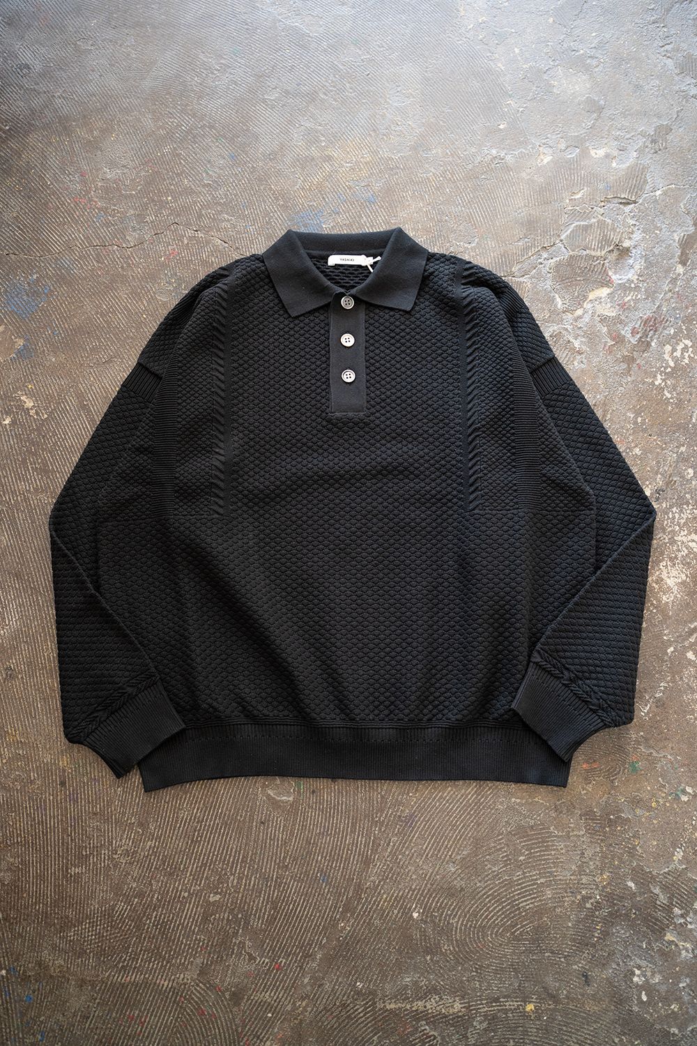 YASHIKI - 【ラスト1点】【24AW】Sekka Knit Polo(BLACK) | Salty