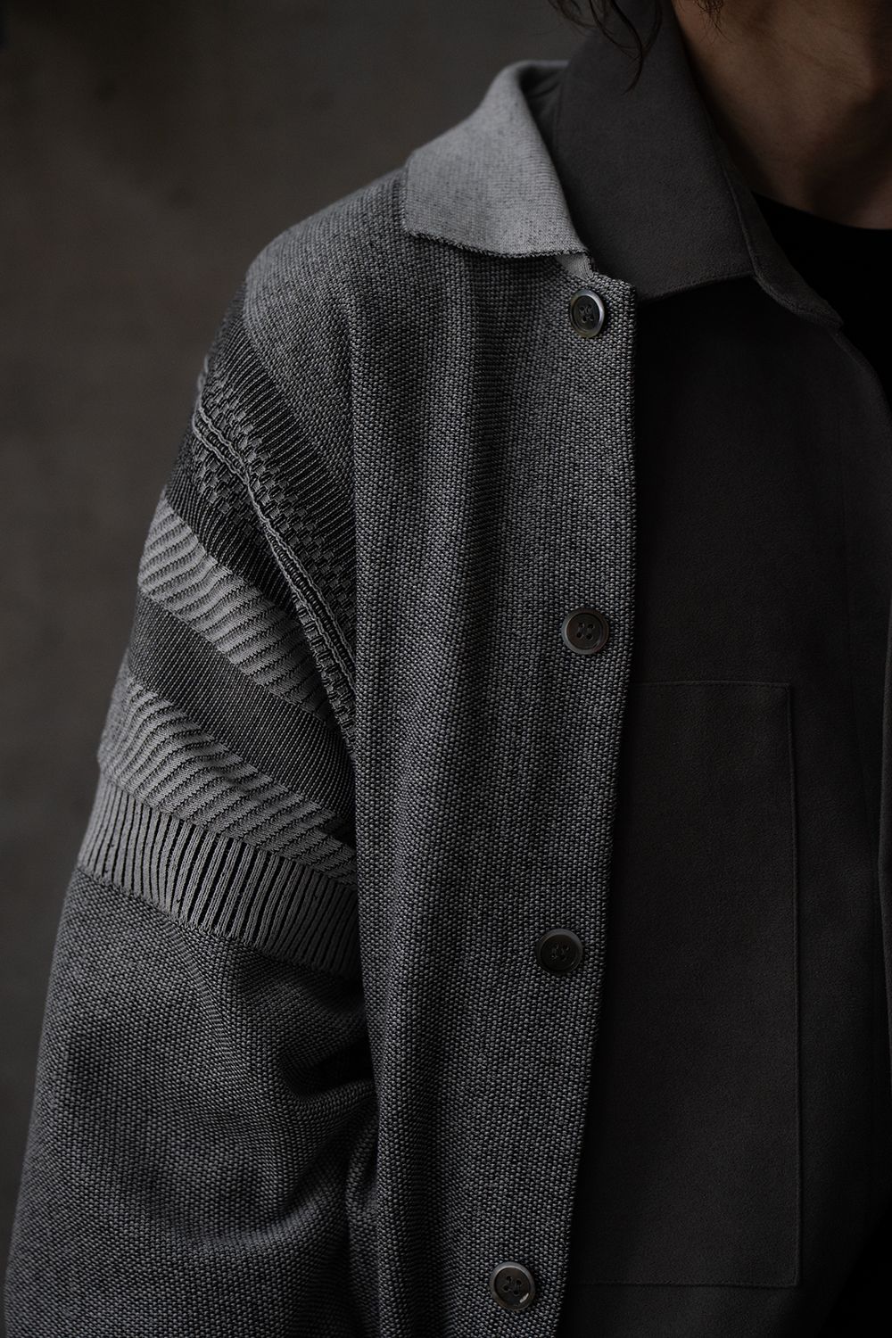 【26SS】Kokuu Collar Cardigan(MIX GRAY)