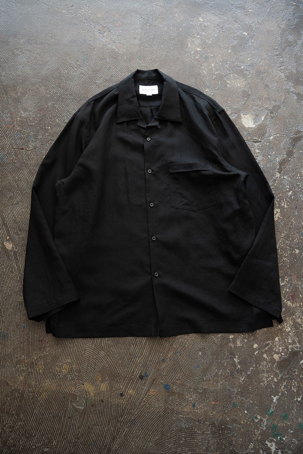 【26SS】セルロース×ラミーオープンカラーシャツ(BLACK)