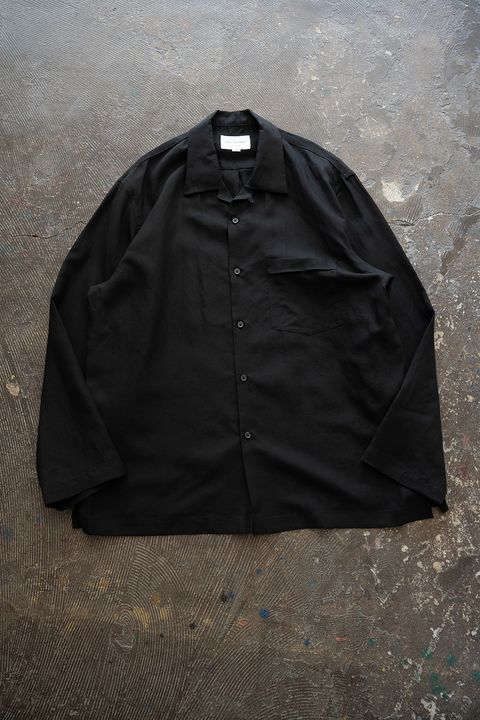 【26SS】セルロース×ラミーオープンカラーシャツ(BLACK)