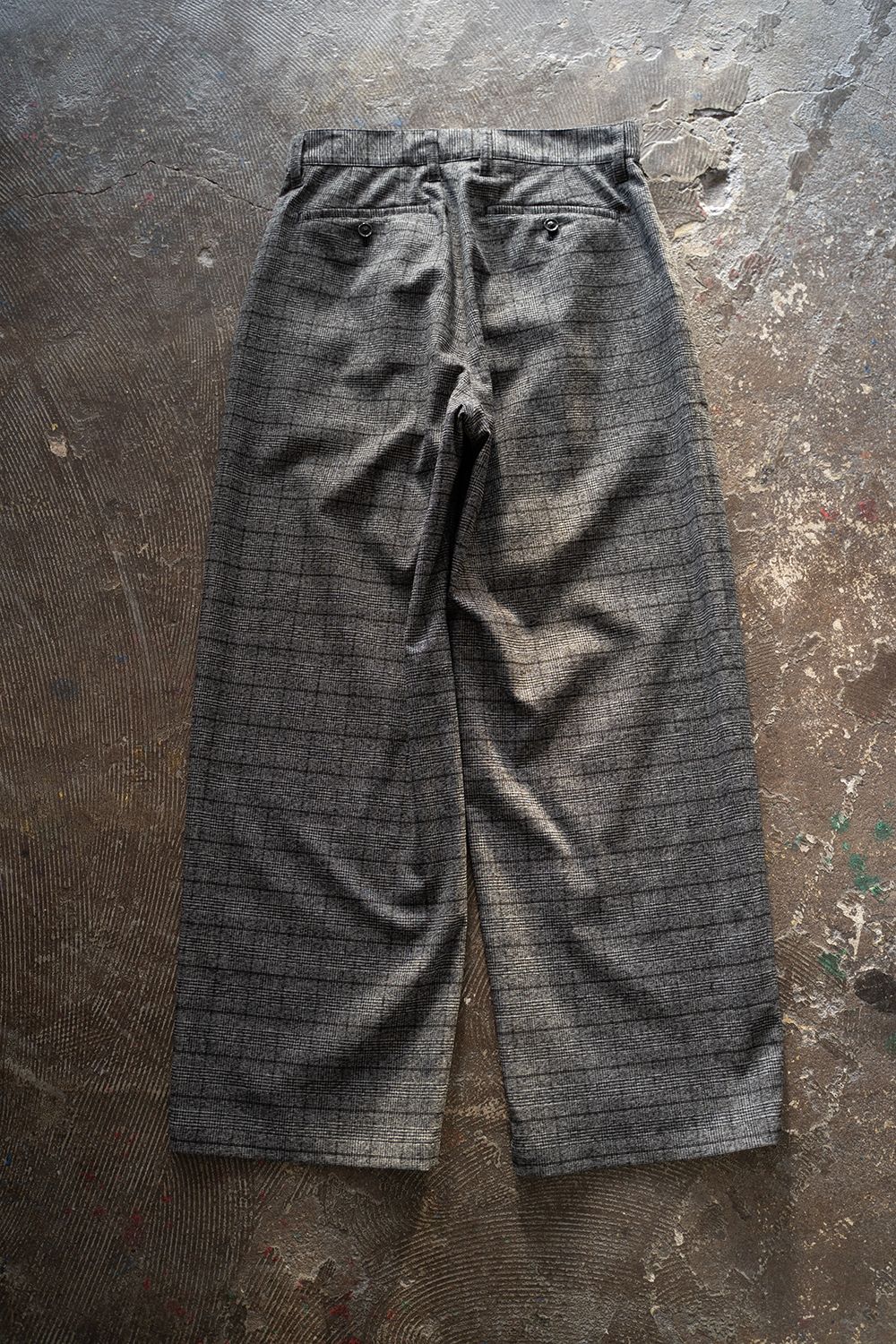 【ラスト1点】【24AW】1-Tack Wide Trousers/1タックワイドトラウザーズ(GRAY CHECK)