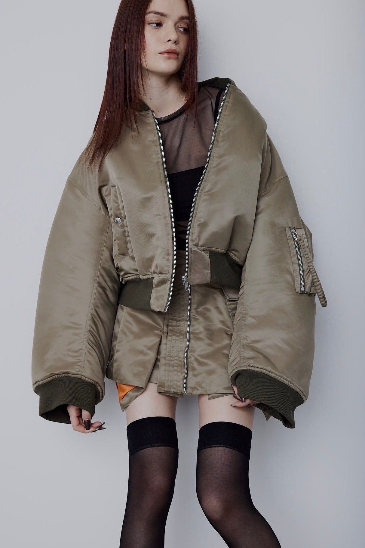 Nylon MA-1 skirt (カーキ)