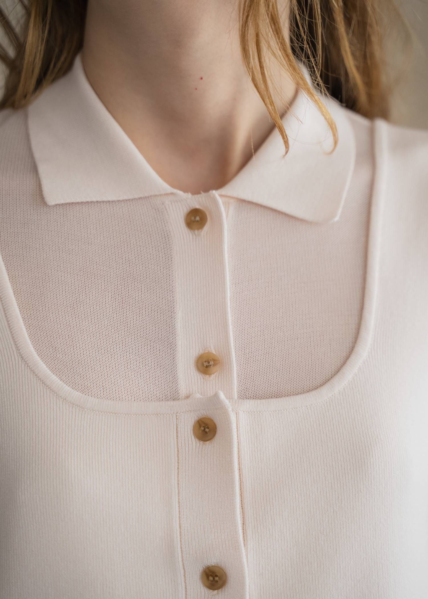 ニットシャツ&タンクトップ (パウダーピンク) shirt collar & tank knit ensemble (Powder pink) /  26SS