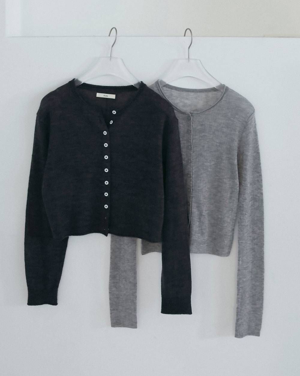 レイヤード クルーネックカーディガン (チャコールグレー) Layered Crewneck Cardigan (Charcoal gray) / 26AW 【6月29日まで期間限定予約】