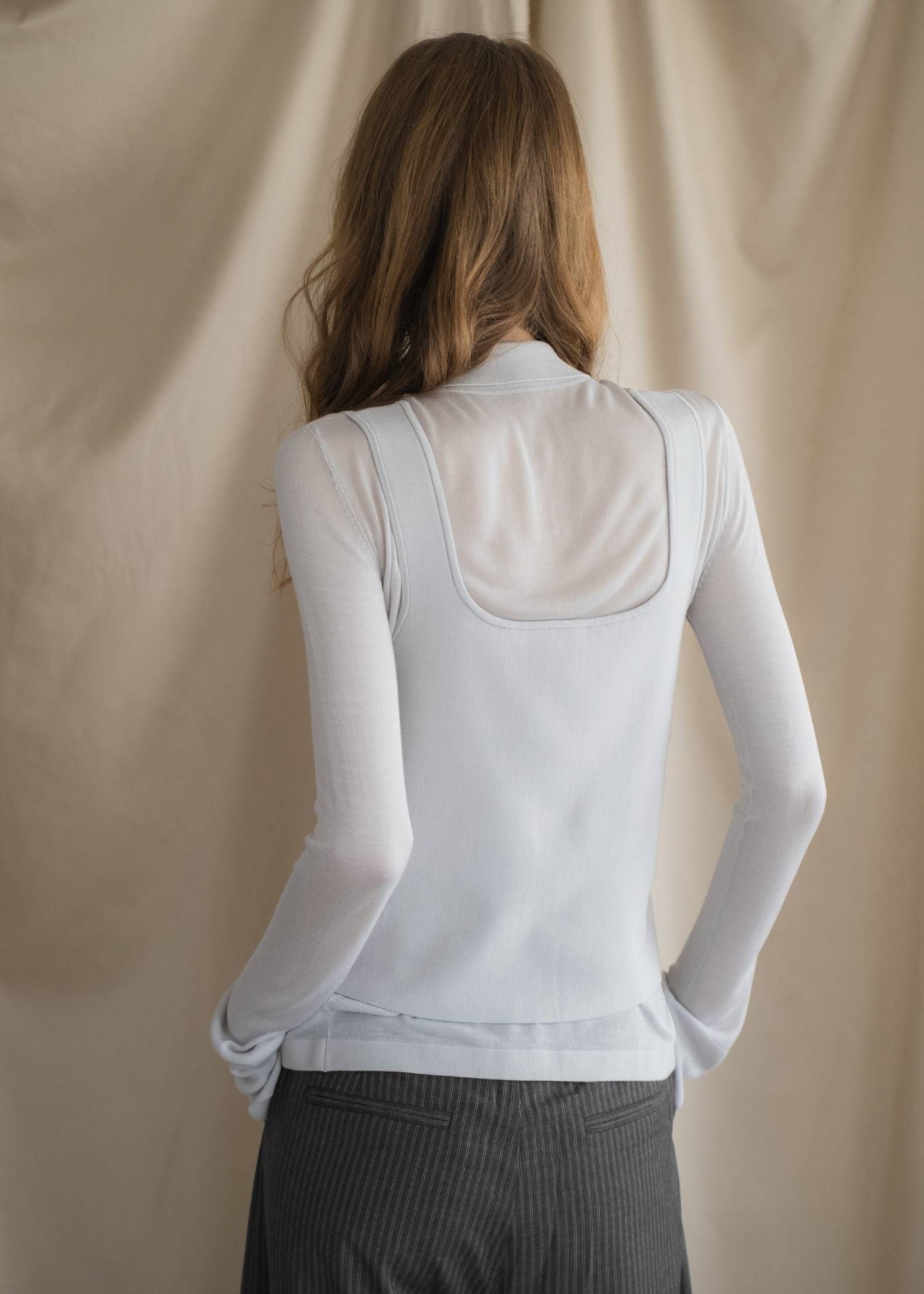 ニットシャツ&タンクトップ (アイスブルー) shirt collar & tank knit ensemble (IceBlue) /  26SS