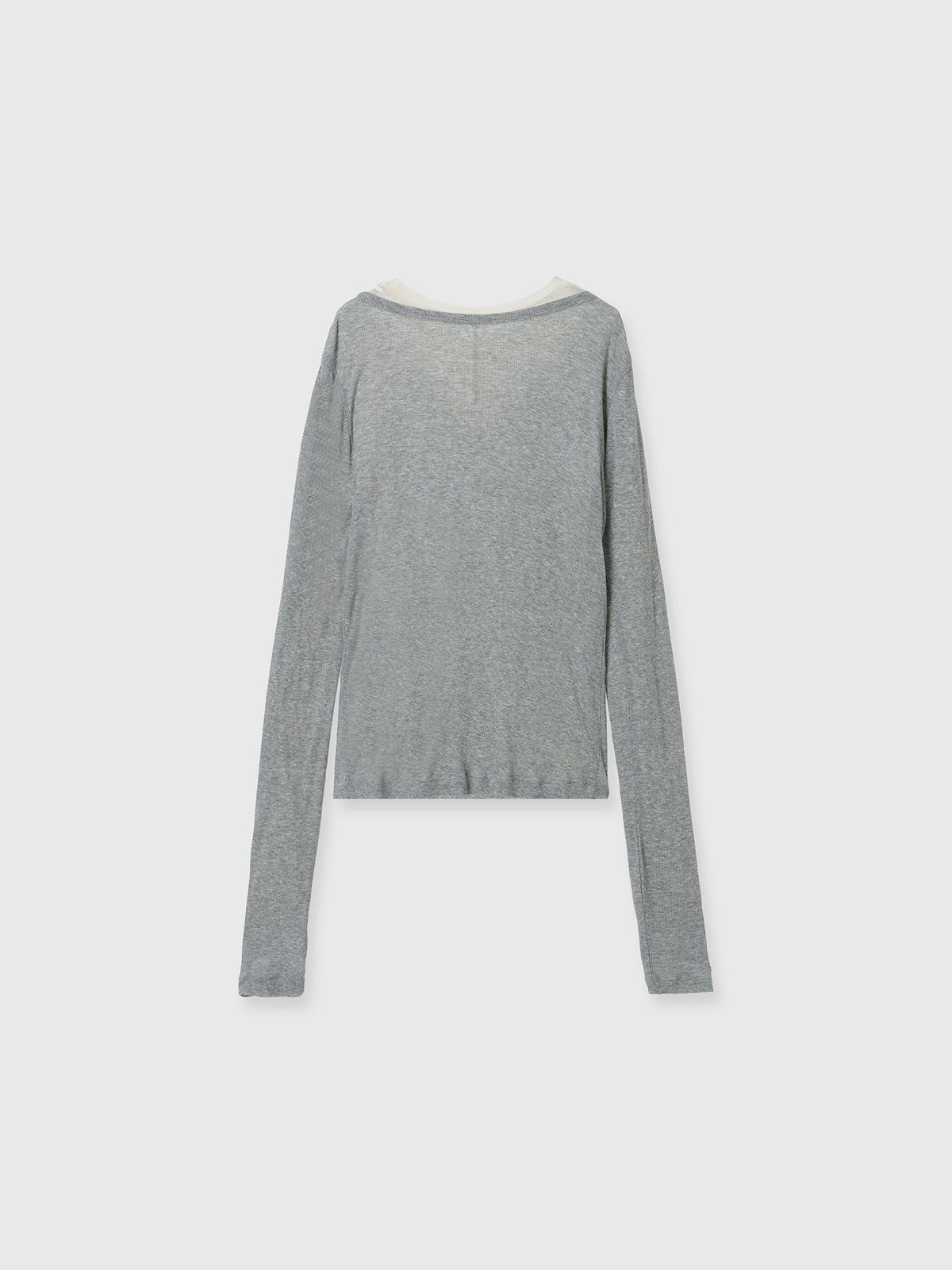 【25AW】LAYERED L/S HENLY TEE / レイヤード ロングスリーブ ヘンリーTシャツ (グレー)