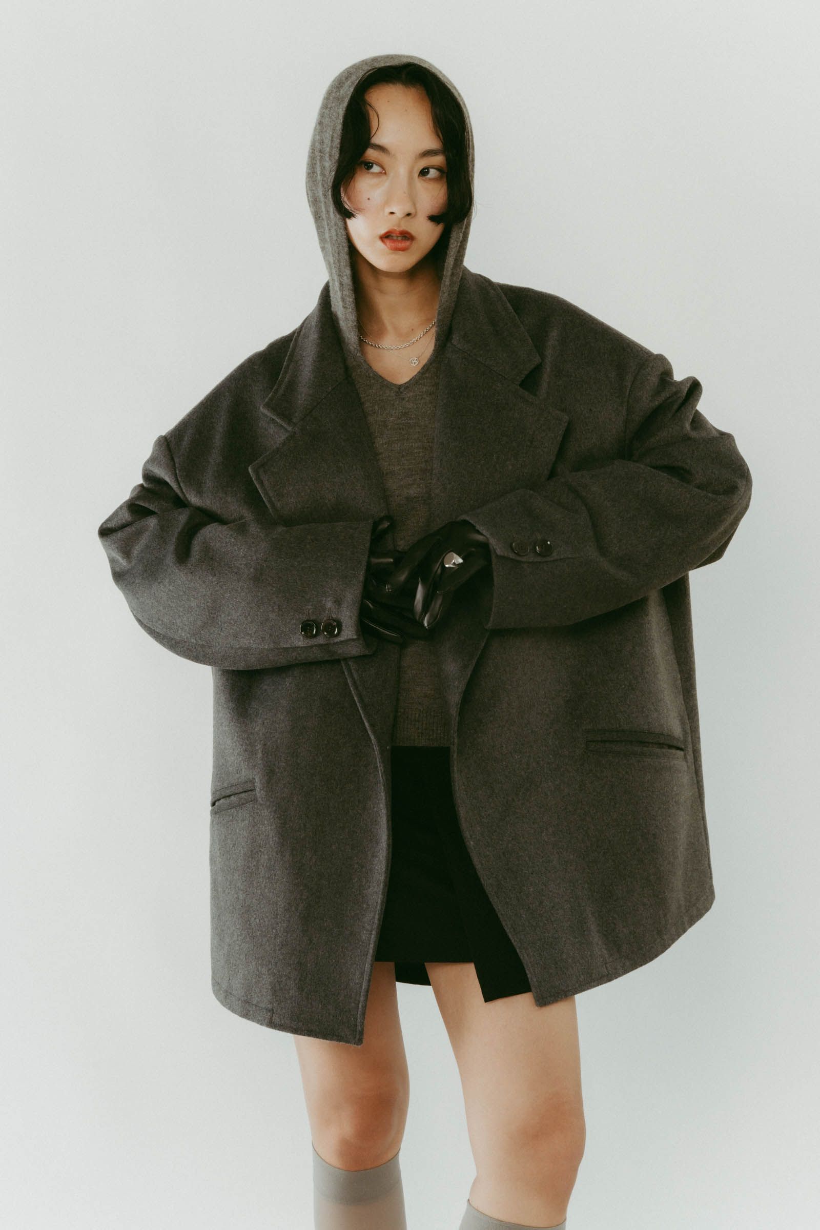 muffler overlay jacket(unisex) / マフラー オーバージャケット (グレー) / 25AW