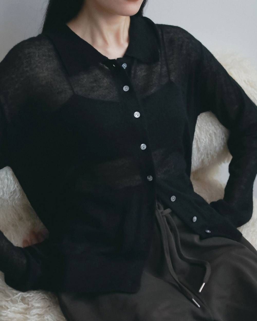 オーバーニットシャツ (ブラック) Over Knit Shirts (Black) / 26AW 【6月29日まで期間限定予約】