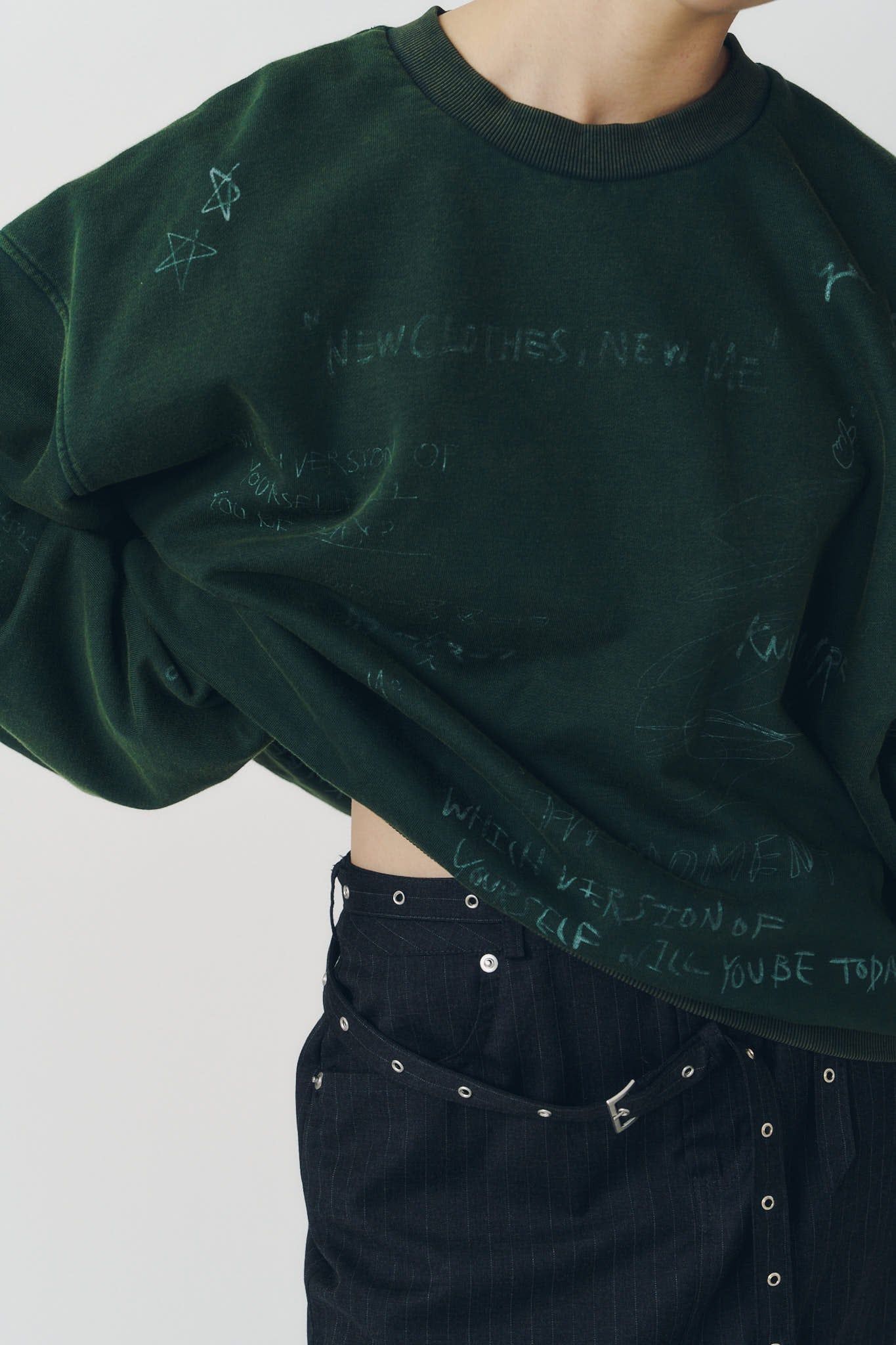 メッセージ スウェット (グリーン) message sweatshirt(unisex) (Green) / 26AW