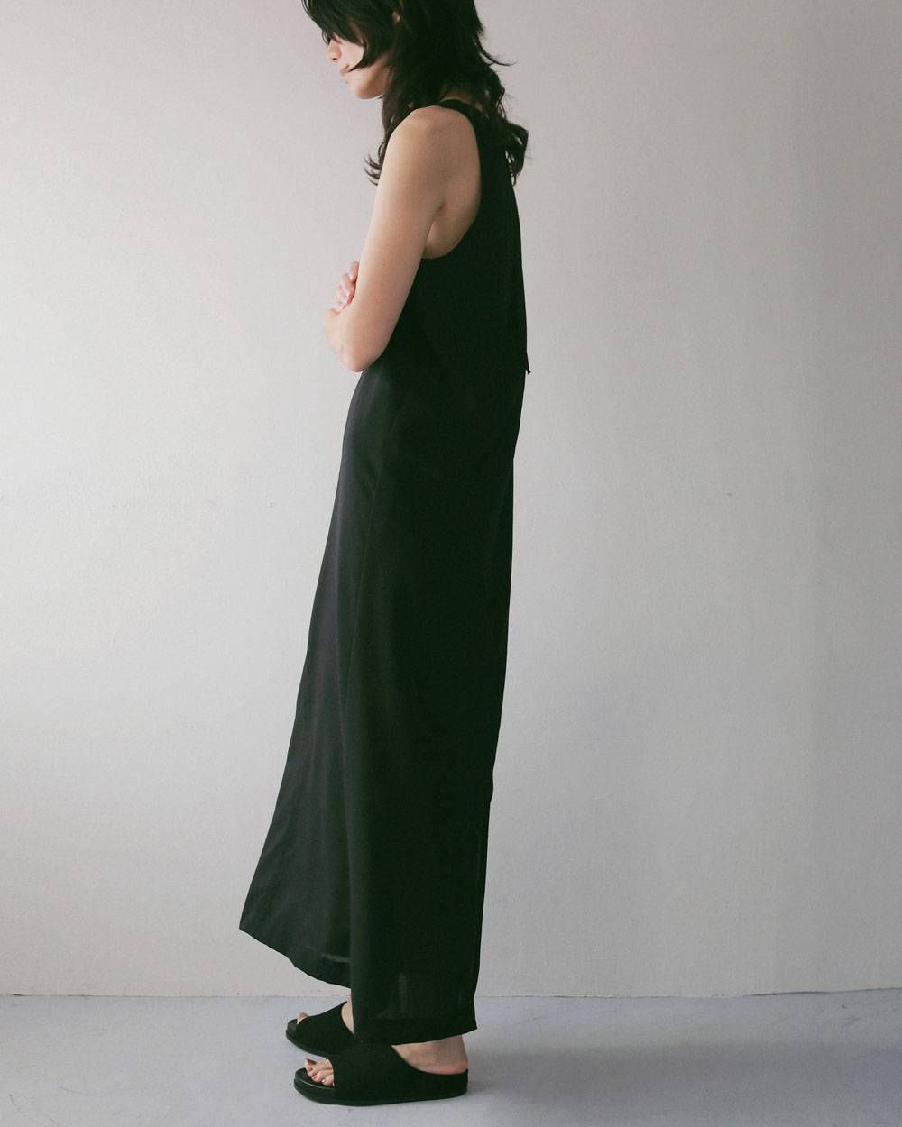 ウールシャンブレー ノースリーブワンピース (ブラック) Woolchambray Sleeveless Onepiece (Black) / 27SS
