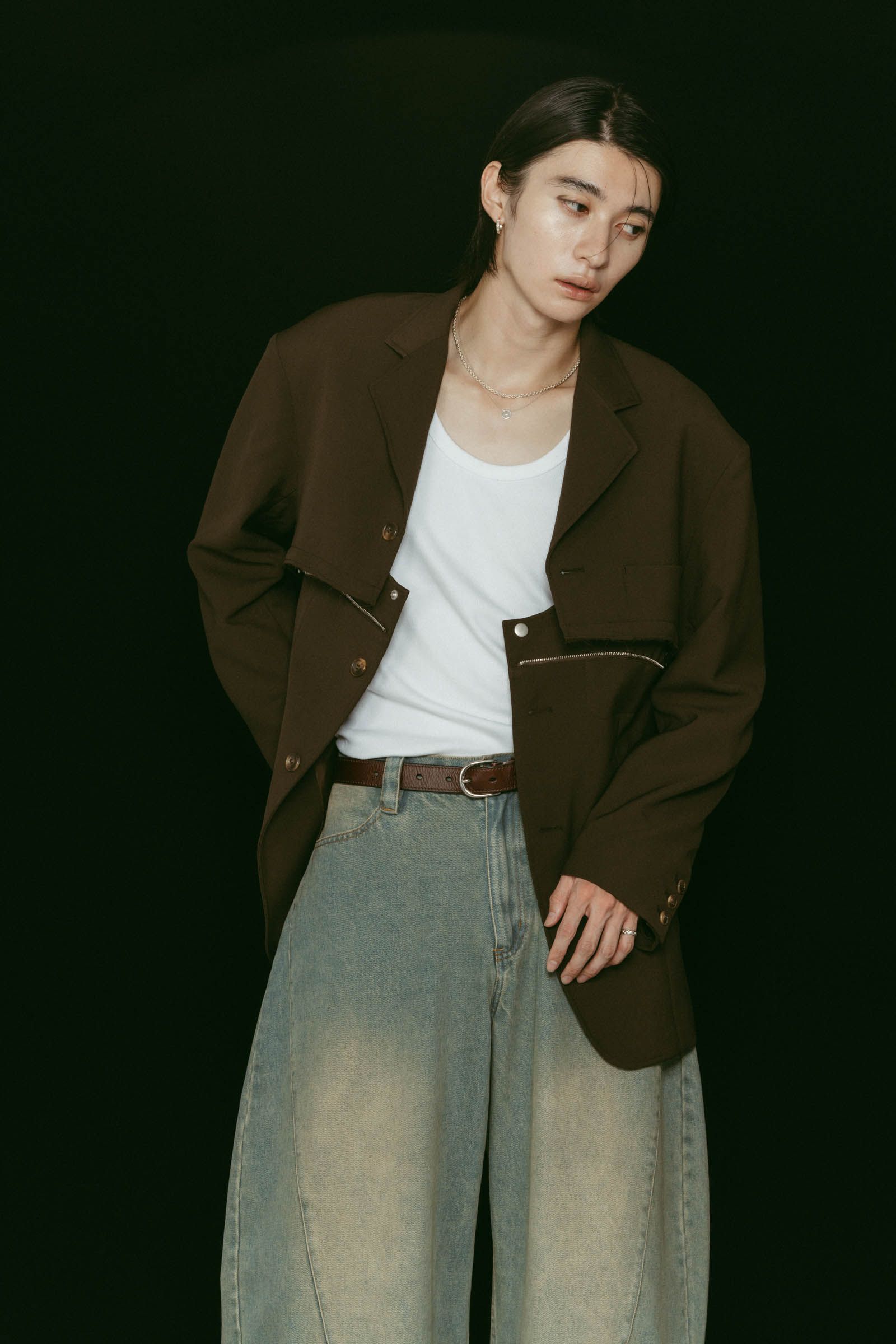 Kmotif leather belt / Kモチーフ レザーベルト (ブラウン) / 25AW