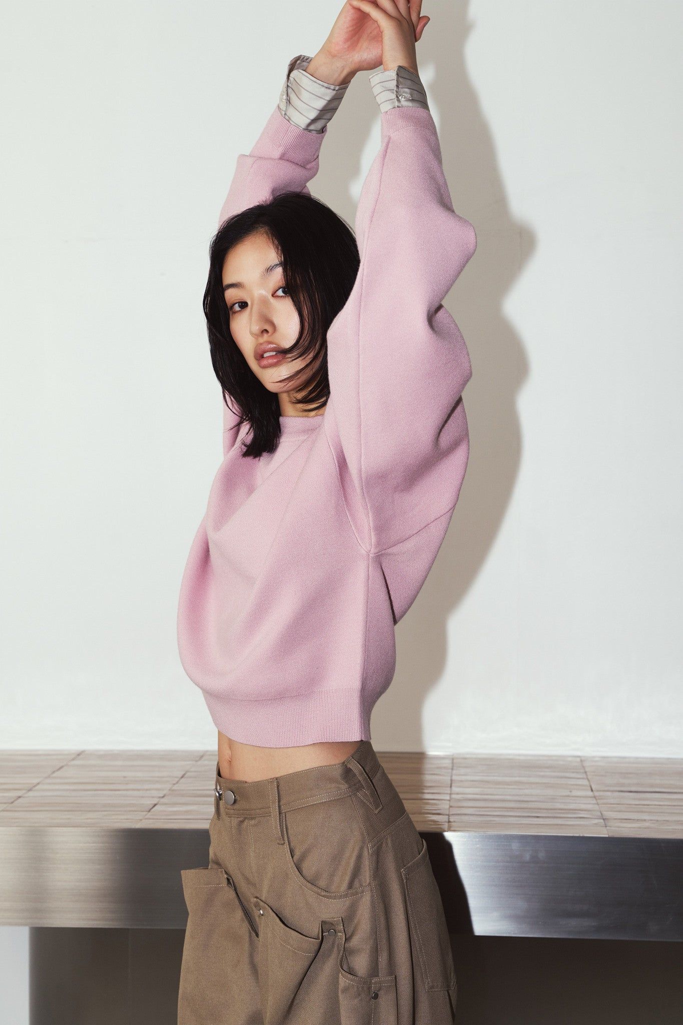 【LADIESサイズ】2ウェイ ノームコア ニット (ピンク) 2way cuffs normcore knit (Pink) / 26AW