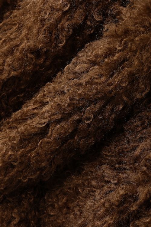 【25AW】CRINPED BOA MIDDLE COAT / クリンプドボアミドルコート (ブラウン)