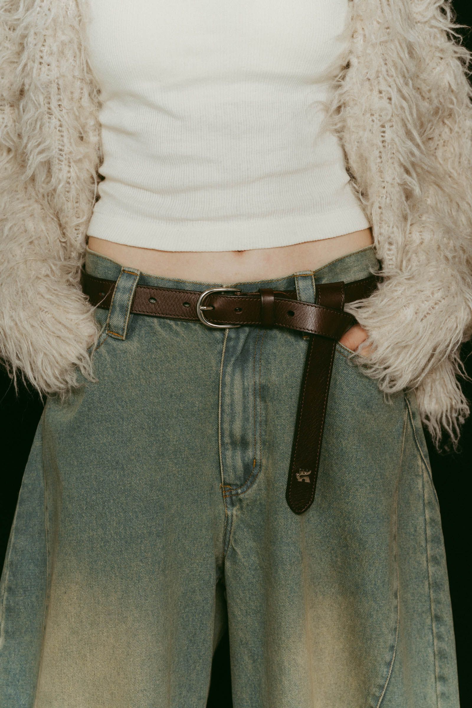 Kmotif leather belt / Kモチーフ レザーベルト (ブラウン) / 25AW