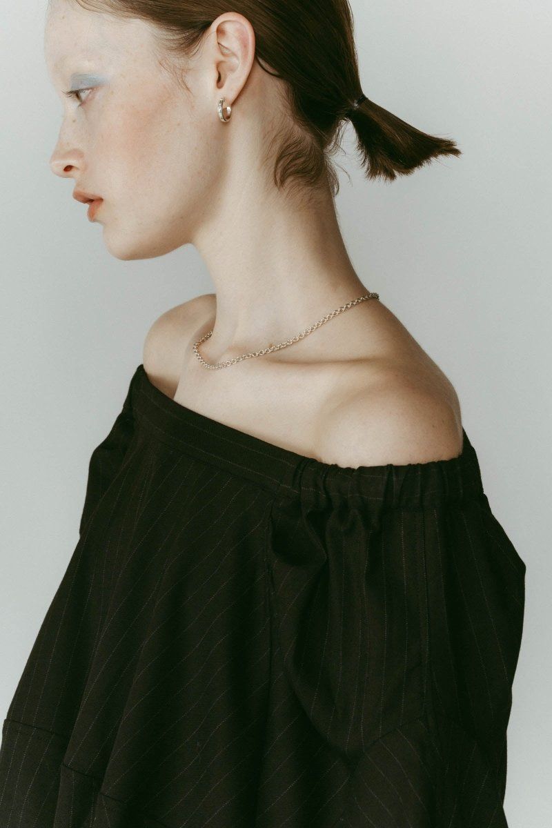 4way design blouse / 4ウェイ デザインブラウス (ストライプブラック) / 25AW