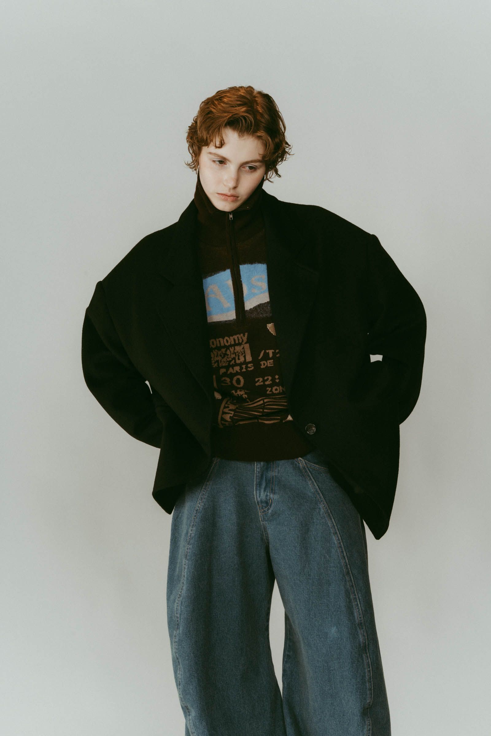 muffler overlay jacket(unisex) / マフラー オーバージャケット (ブラック) / 25AW