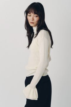 フリルハイネックニット (アイボリー) frill high neck knit (Ivory) / 26AW