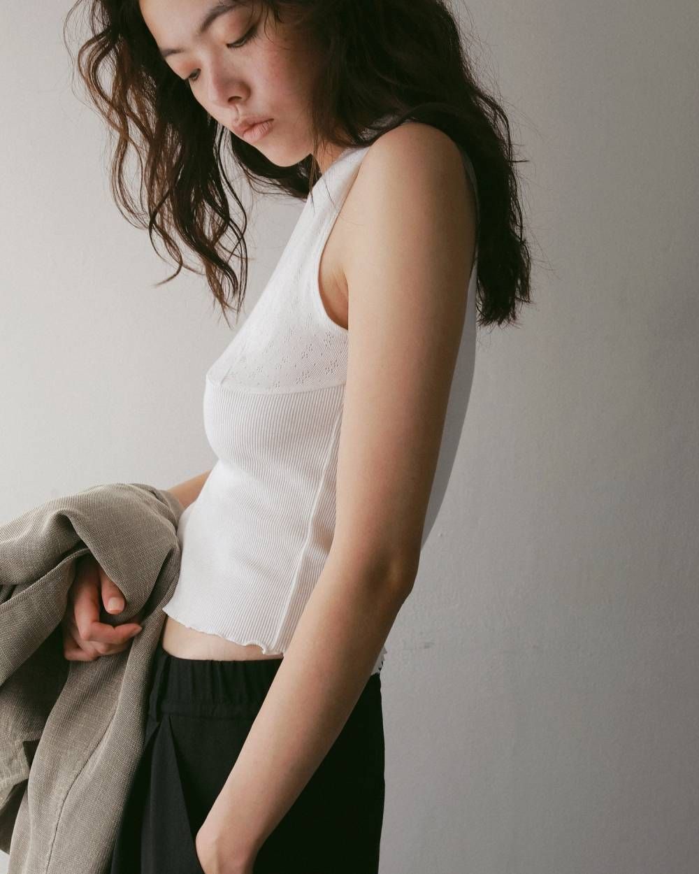 ヴィンテージ パターンメッシュ タンクトップ (ホワイト) Vintage Patternmesh Tanktop (White) / 27SS