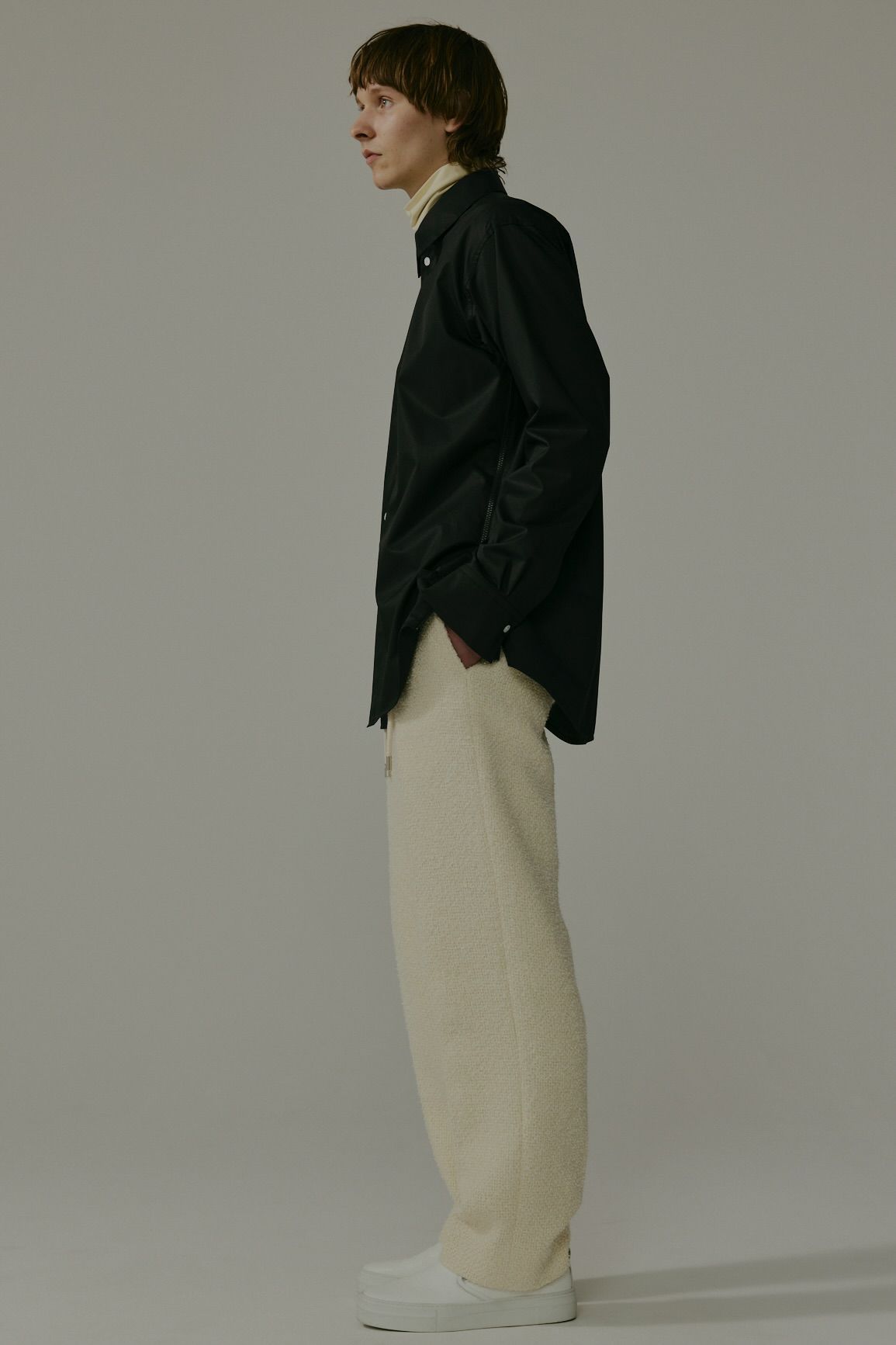 【メンズ】ZIPPER TWILL SHIRT / ジッパーツイルシャツ (ブラック)