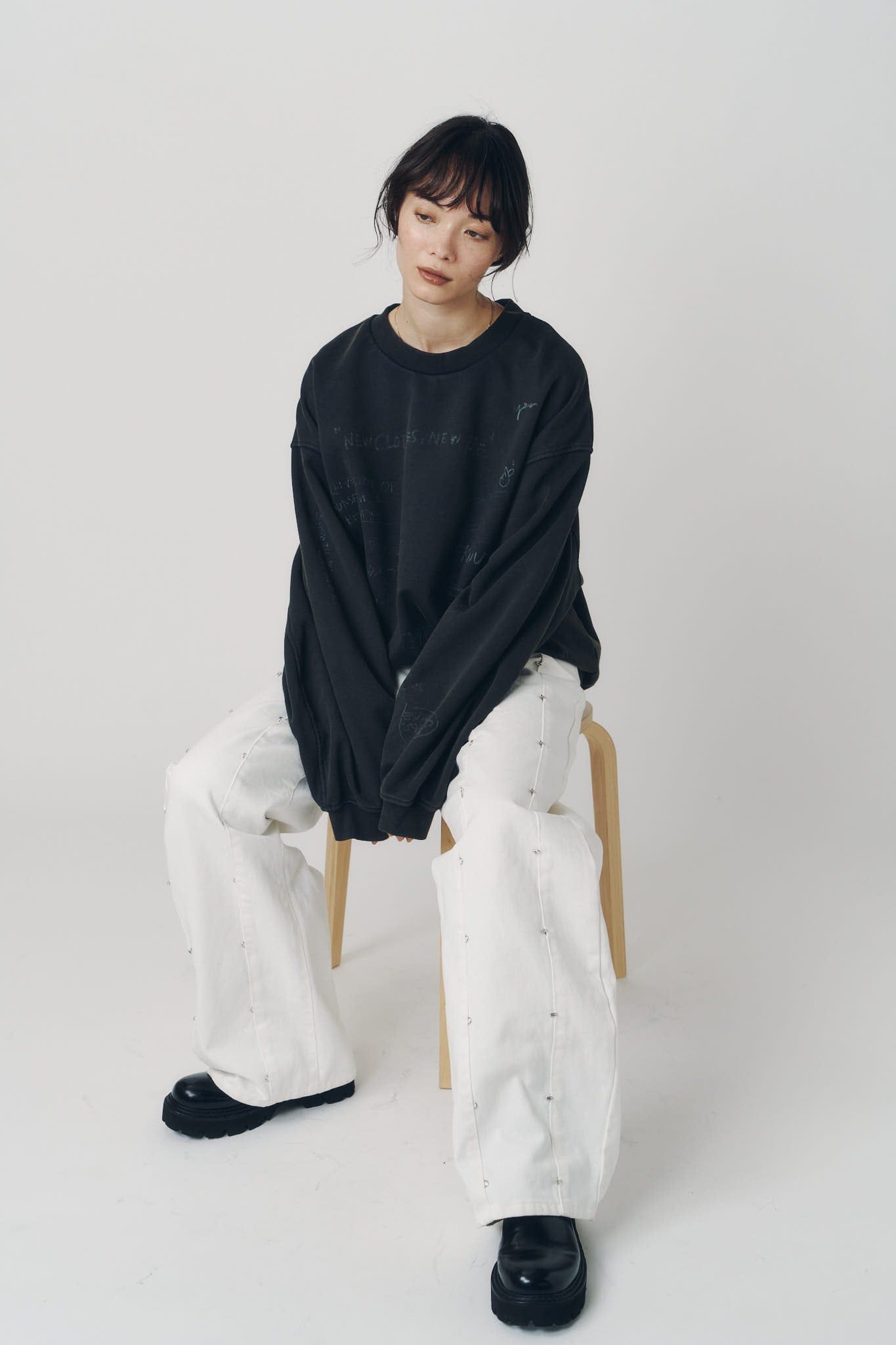 メッセージ スウェット (チャコール) message sweatshirt(unisex) (Charcoal) / 26AW
