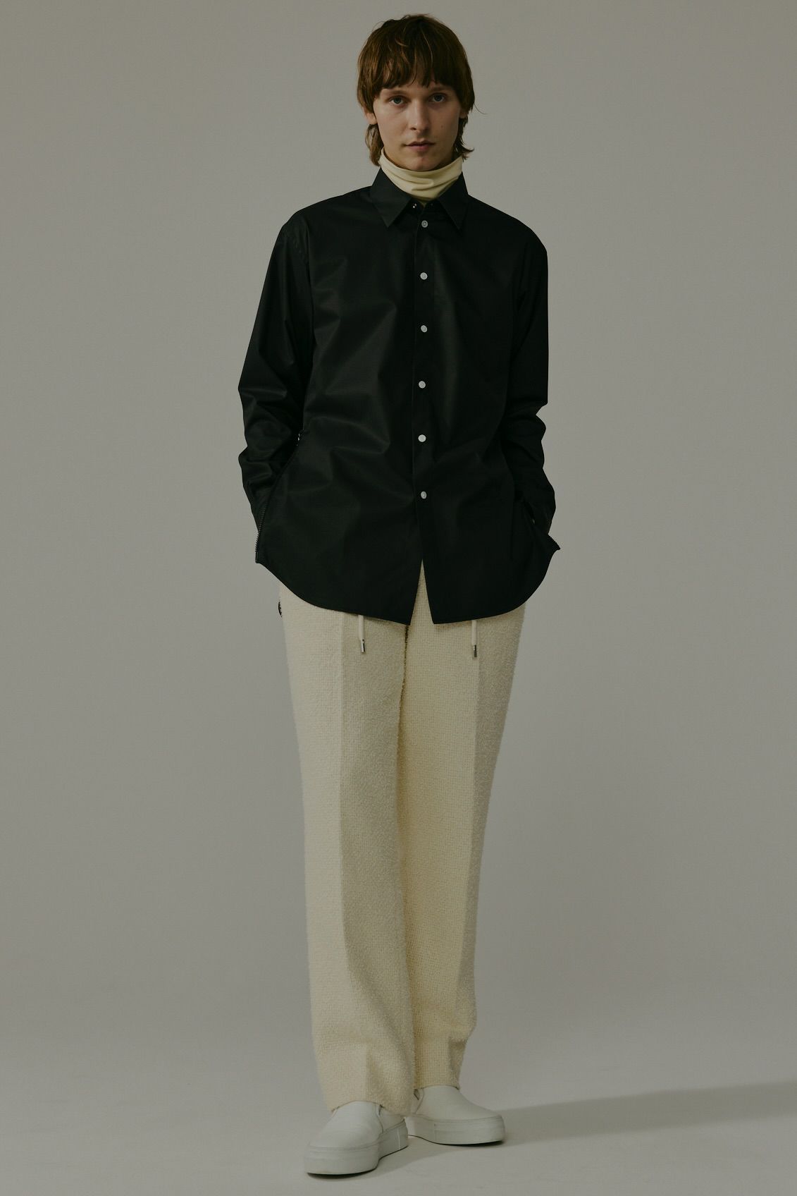 【メンズ】ZIPPER TWILL SHIRT / ジッパーツイルシャツ (ブラック)